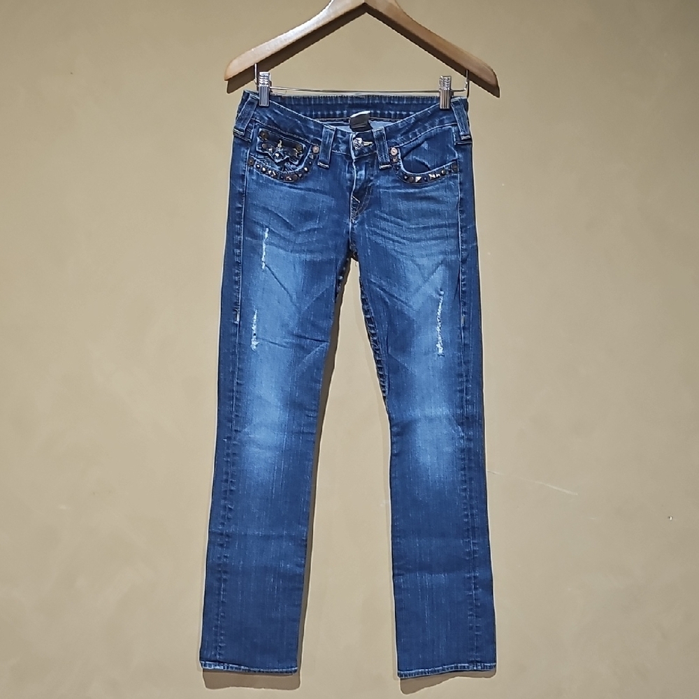 True Religion Blue Straight Leg Jeans Classic Style BILLY - Picture 1 of 9